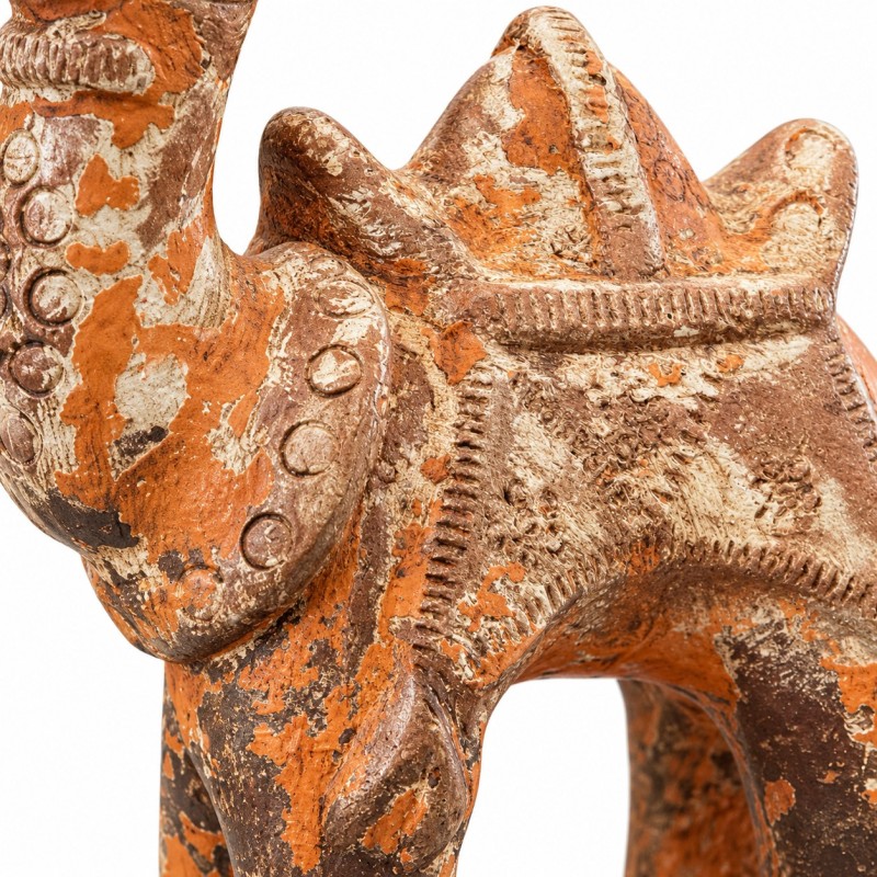 Painted Clay Camel Figurine