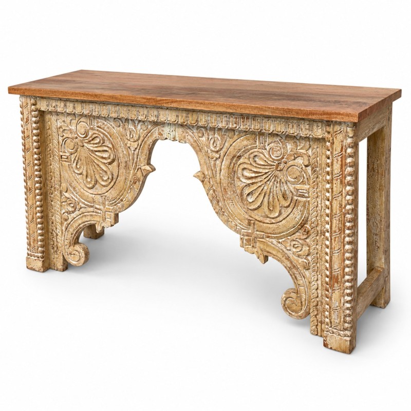 Carved Floral Arch Console Table