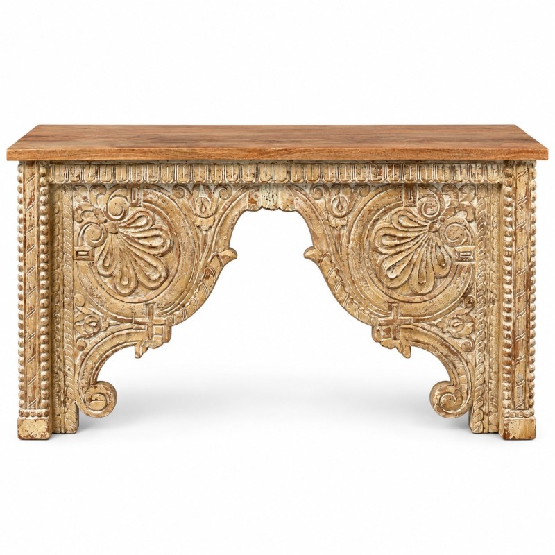 Carved Floral Arch Console Table