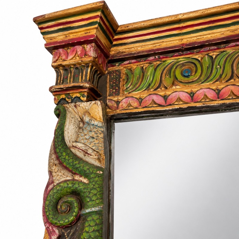 Antique Hand-Carved Painted Mirror