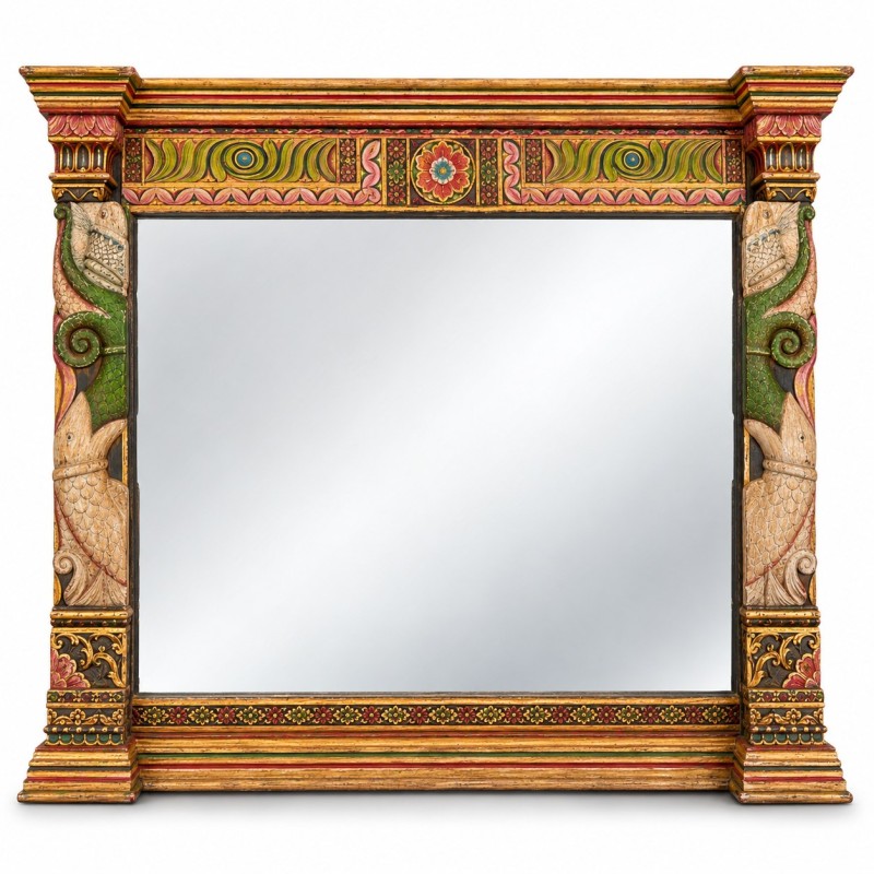 Antique Hand-Carved Painted Mirror