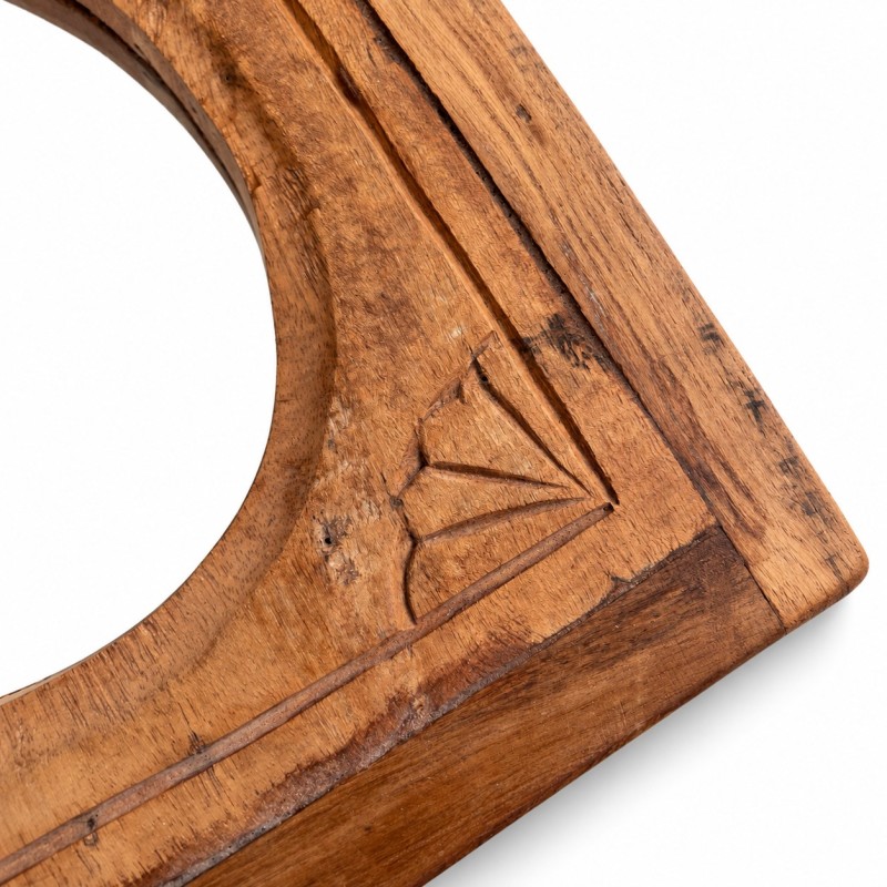 Carved Wooden Mirror with Spindle Crest