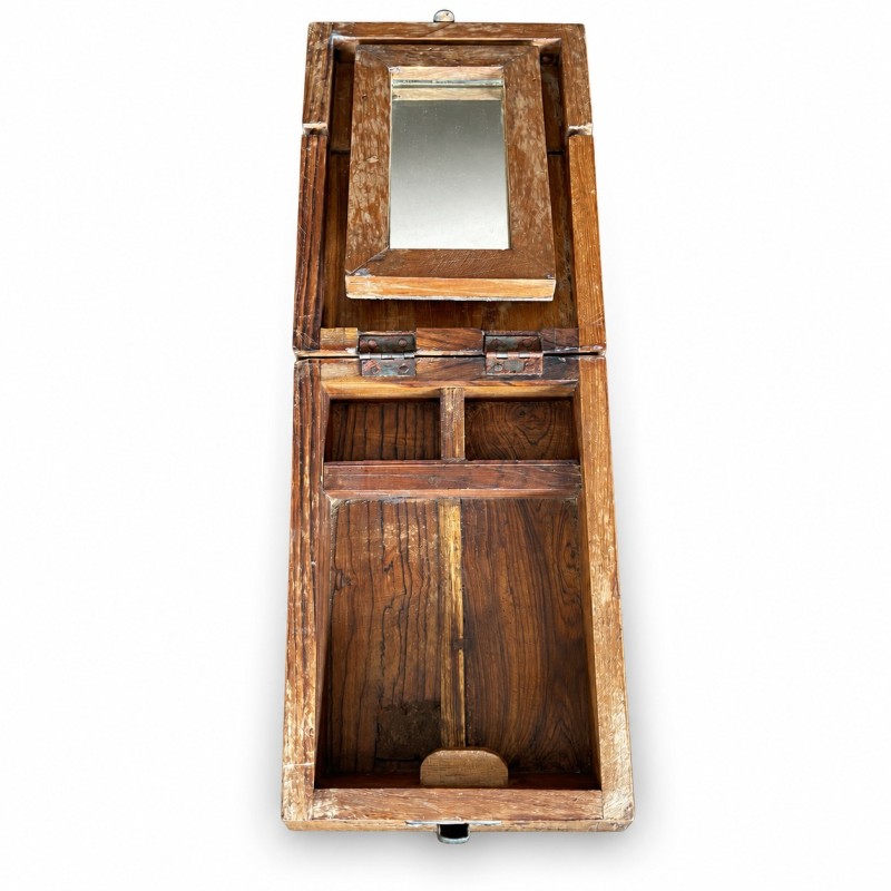 Wooden Box with Flip-Up Mirror