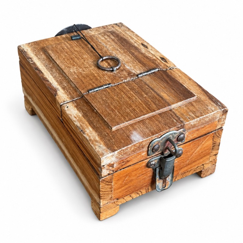 Wooden Box with Flip-Up Mirror