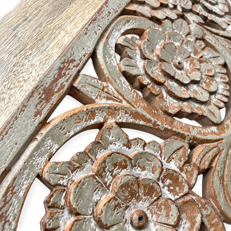 Carved-Leg Coffee Table – Whitewashed Wood