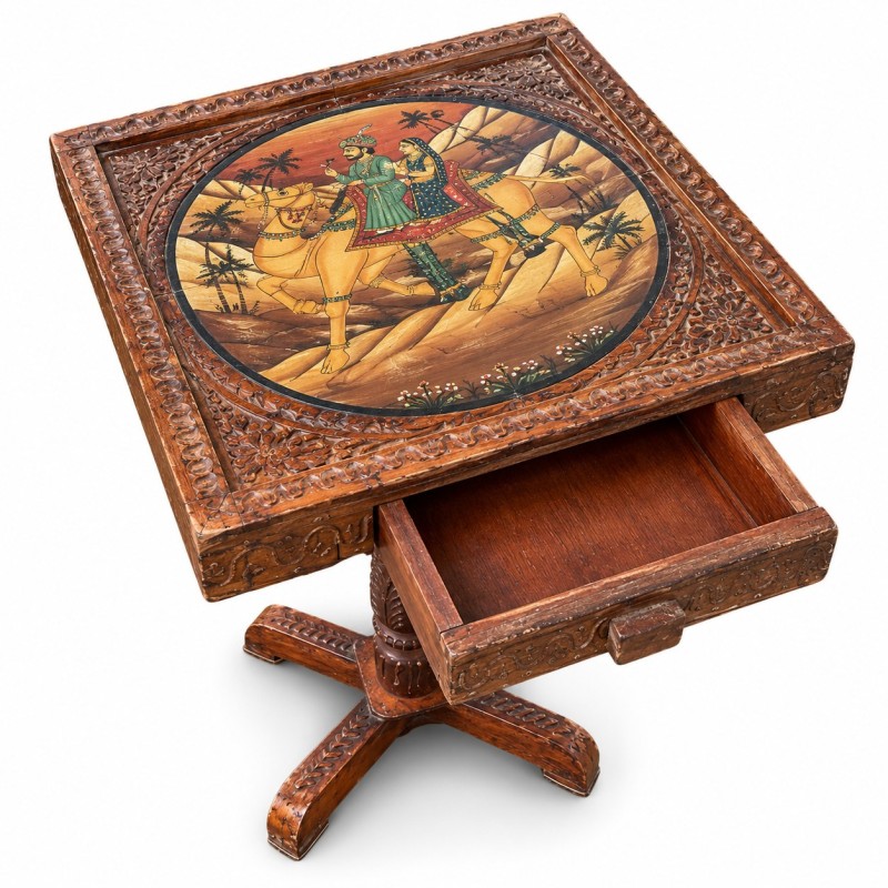 Hand-Painted Camel Rider Side Table