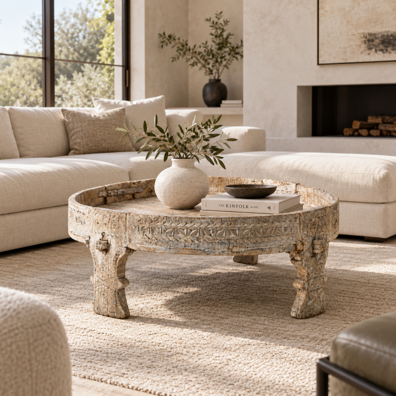 Millstone Table – Aged Wood