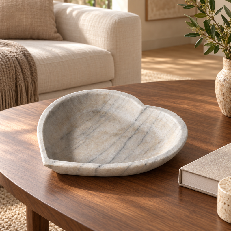 Heart-Shaped Marble Bowls – Set of 3