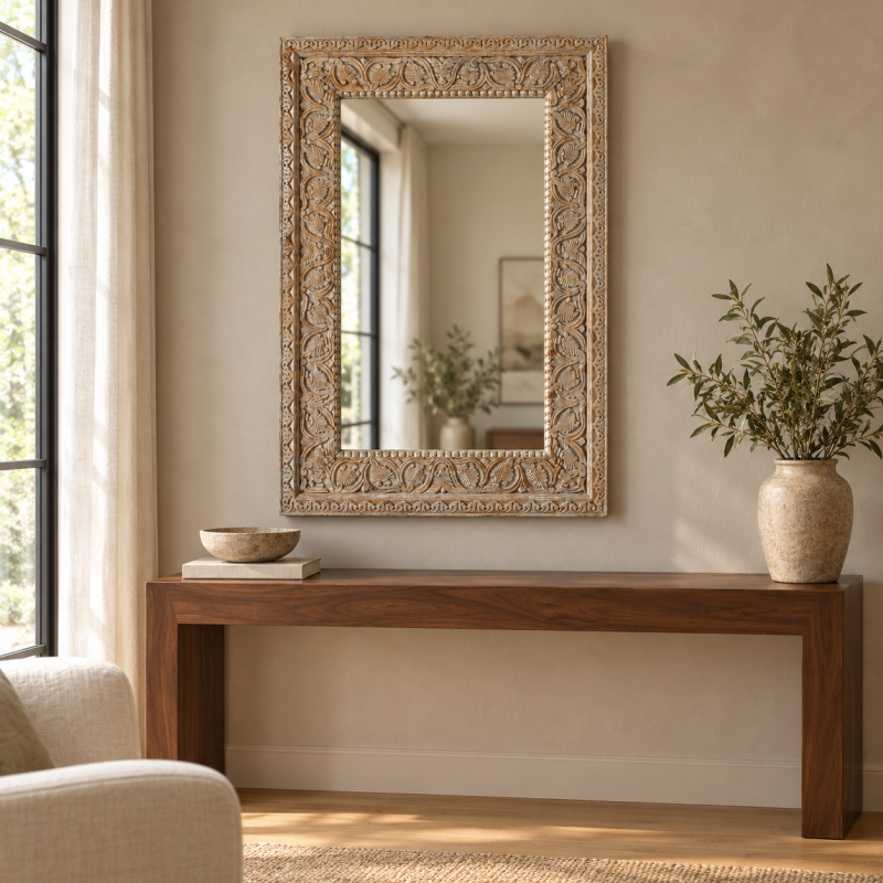 Carved Rectangular Mirror