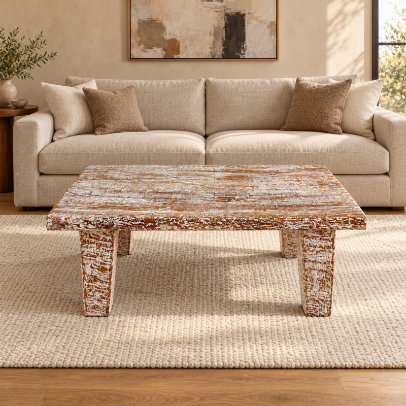 Plank Coffee Table – Whitewashed Wood