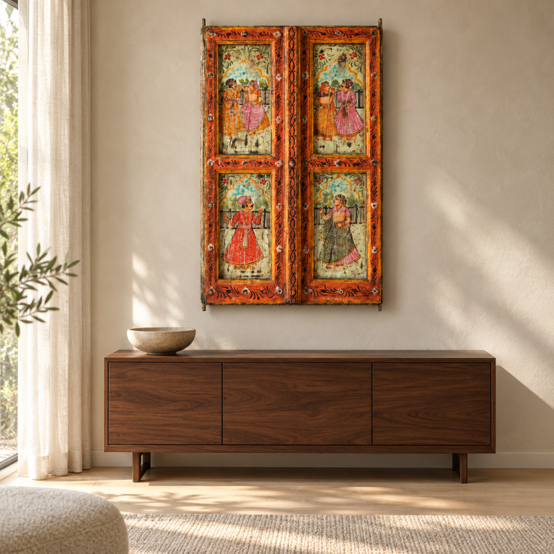 Hand-Painted Window Shutters – Coral Red
