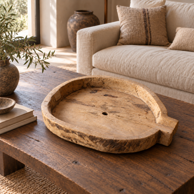 Antique Wooden Parat Dough Bowl – Large