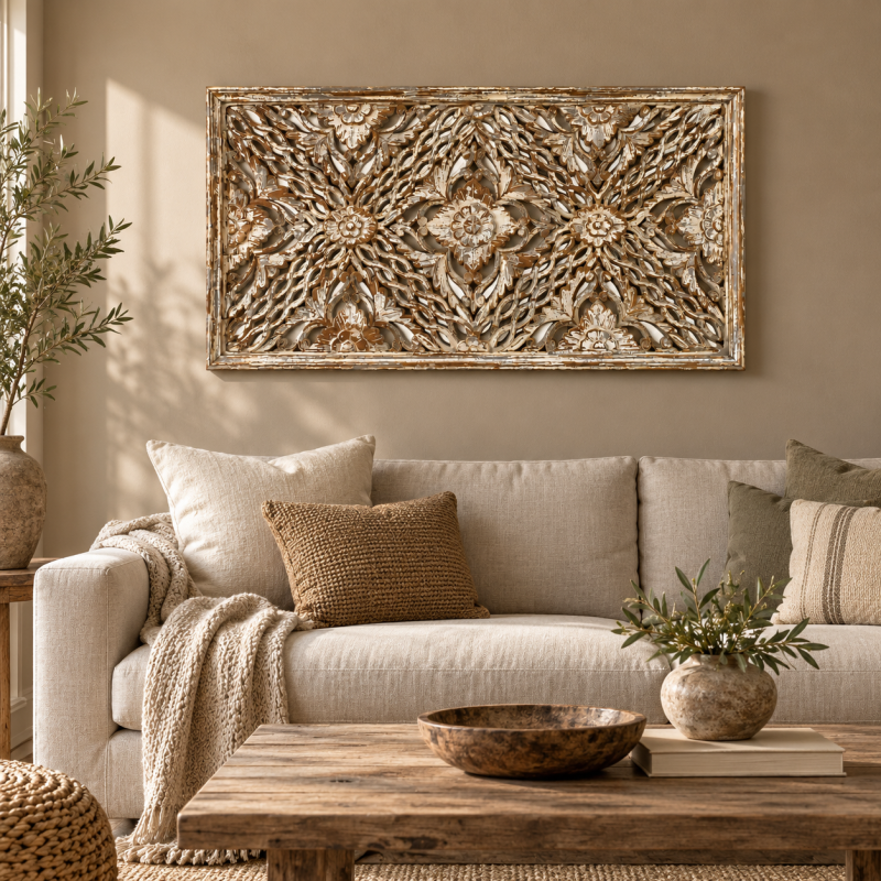 Floral Carved Wall Panel